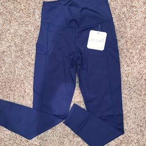 Navy Blue High Waist Pocket Workout Leggings
